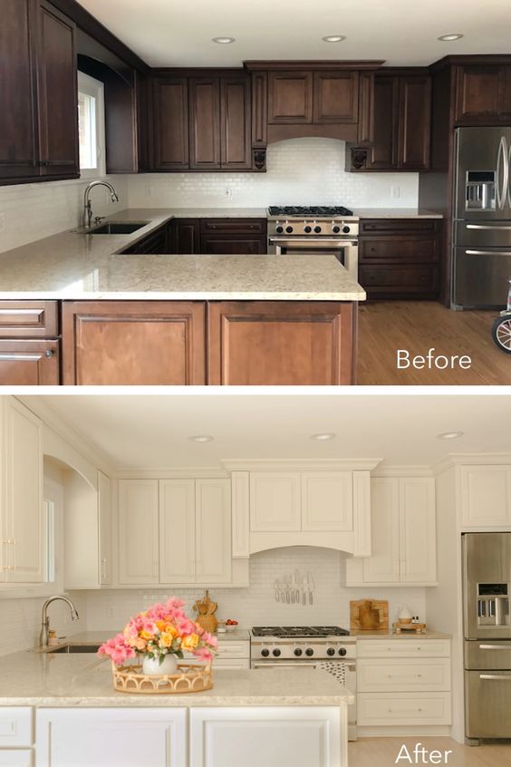 kitchen refresh, taking dark cabinets to light white cabinets